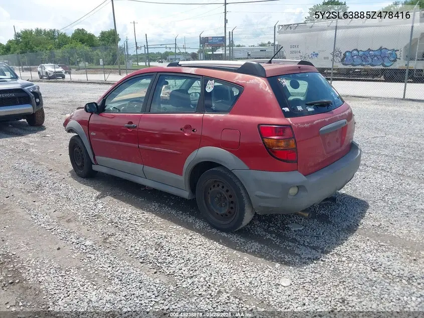 2005 Pontiac Vibe VIN: 5Y2SL63885Z478416 Lot: 45238879