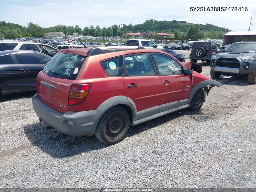 2005 Pontiac Vibe VIN: 5Y2SL63885Z478416 Lot: 45238879