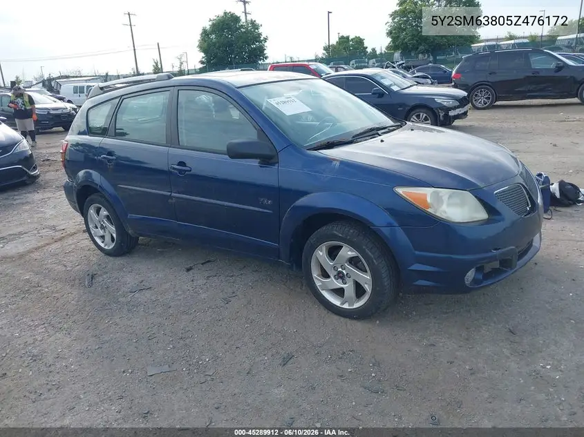 2005 Pontiac Vibe VIN: 5Y2SM63805Z476172 Lot: 45289912