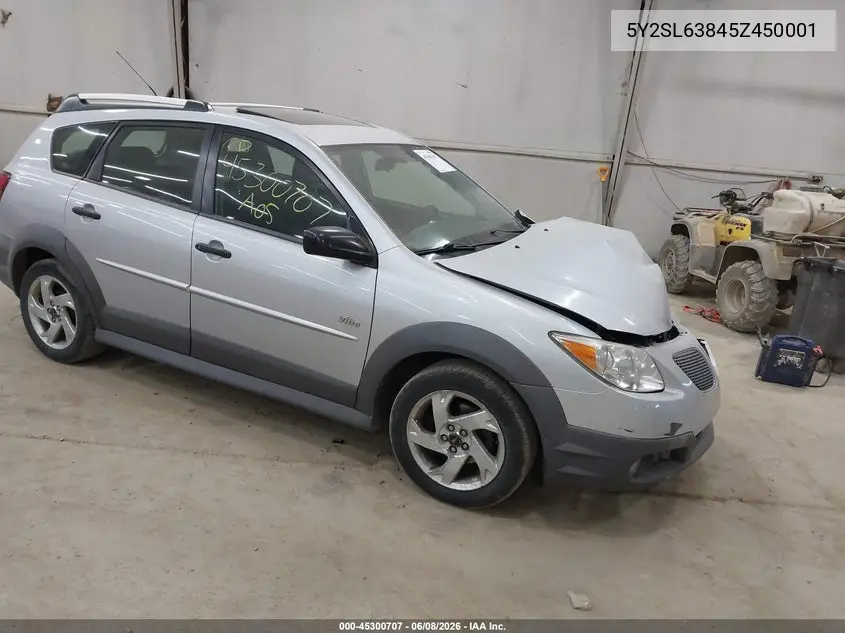 2005 Pontiac Vibe VIN: 5Y2SL63845Z450001 Lot: 45300707