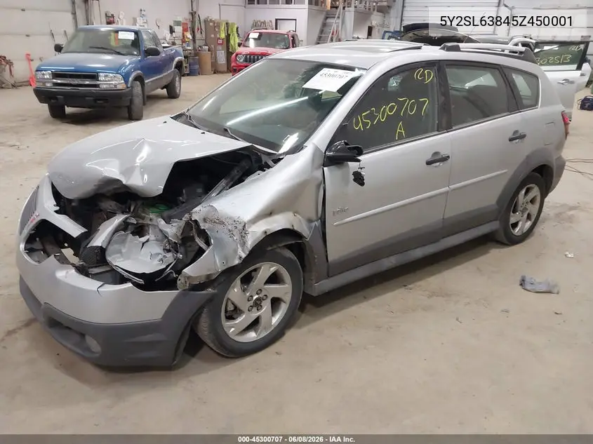 2005 Pontiac Vibe VIN: 5Y2SL63845Z450001 Lot: 45300707