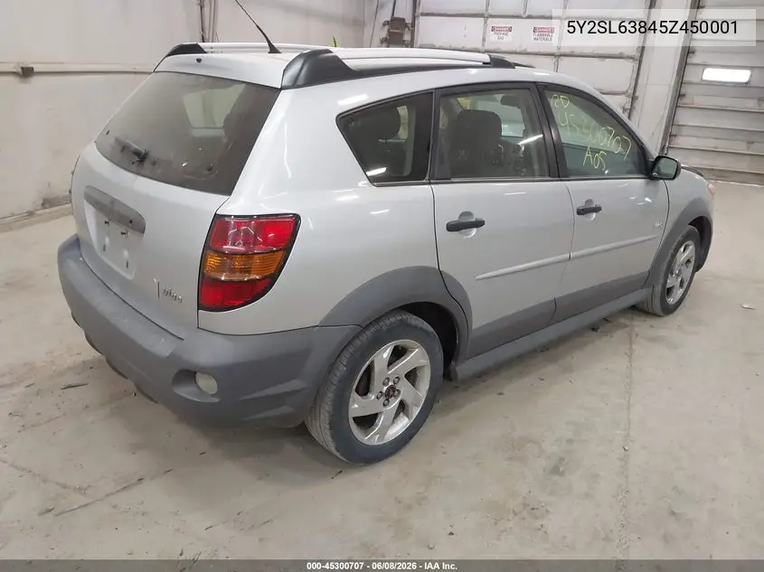 2005 Pontiac Vibe VIN: 5Y2SL63845Z450001 Lot: 45300707