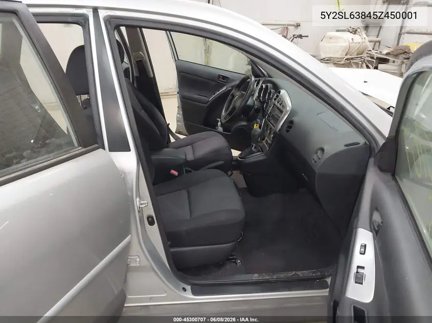 2005 Pontiac Vibe VIN: 5Y2SL63845Z450001 Lot: 45300707