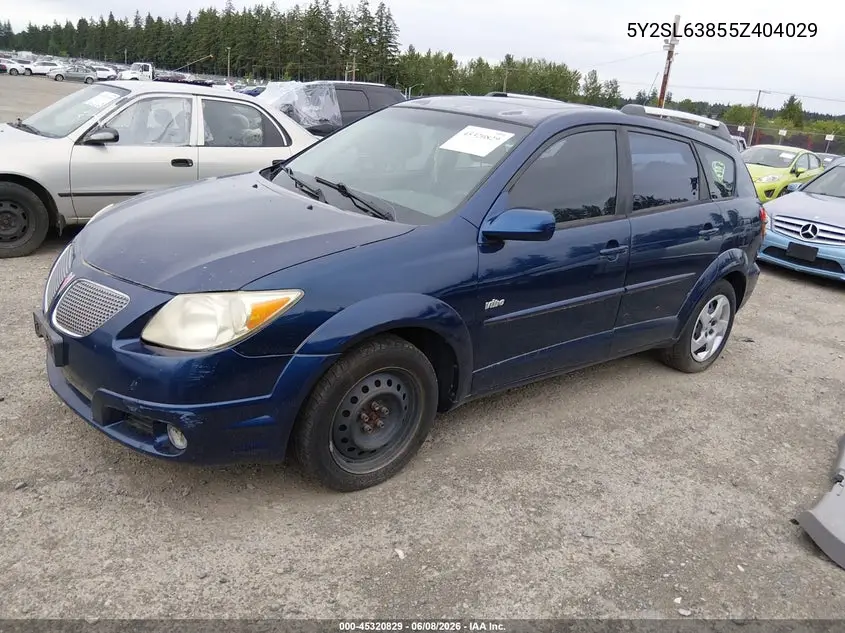 2005 Pontiac Vibe VIN: 5Y2SL63855Z404029 Lot: 45320829