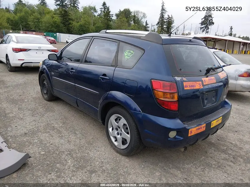 2005 Pontiac Vibe VIN: 5Y2SL63855Z404029 Lot: 45320829