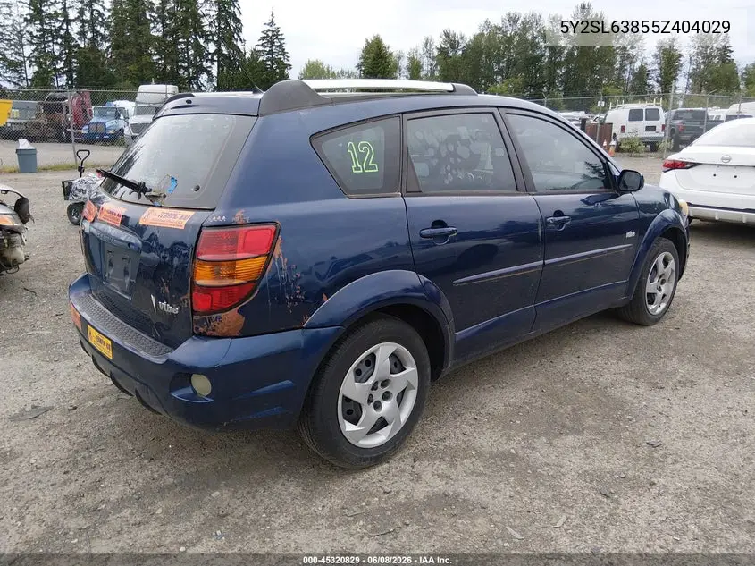 2005 Pontiac Vibe VIN: 5Y2SL63855Z404029 Lot: 45320829