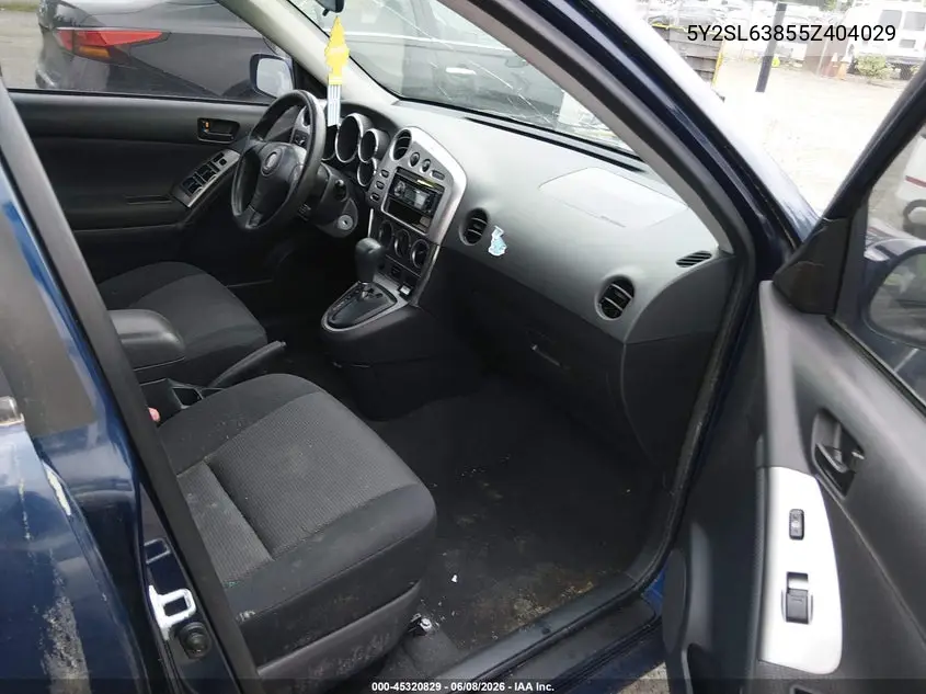2005 Pontiac Vibe VIN: 5Y2SL63855Z404029 Lot: 45320829