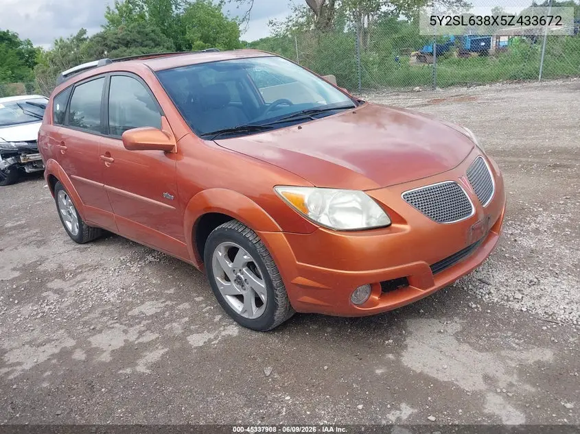 2005 Pontiac Vibe VIN: 5Y2SL638X5Z433672 Lot: 45337908