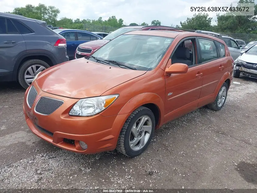 2005 Pontiac Vibe VIN: 5Y2SL638X5Z433672 Lot: 45337908