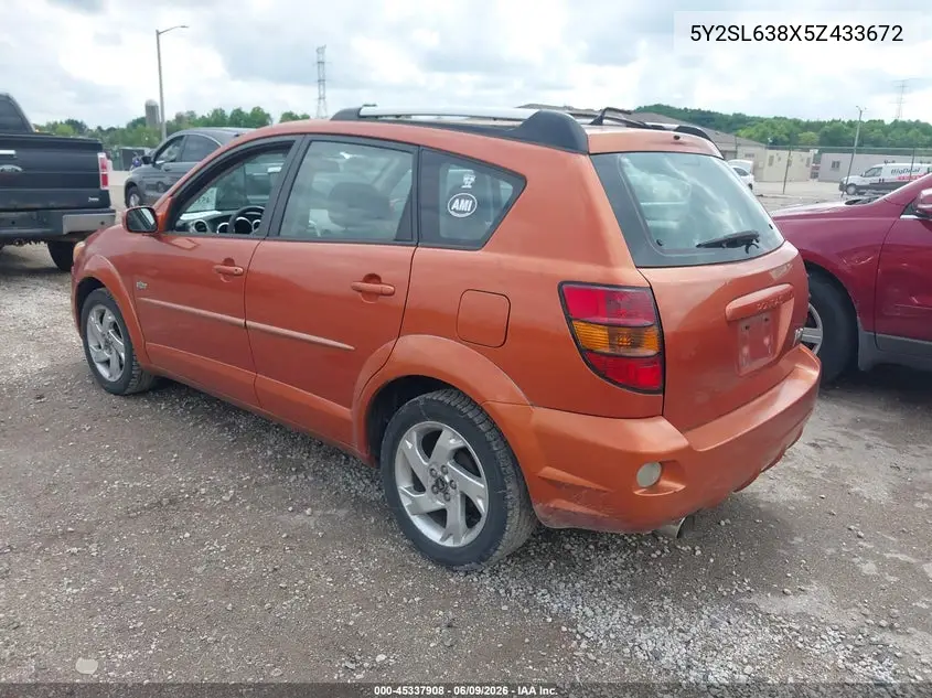 2005 Pontiac Vibe VIN: 5Y2SL638X5Z433672 Lot: 45337908