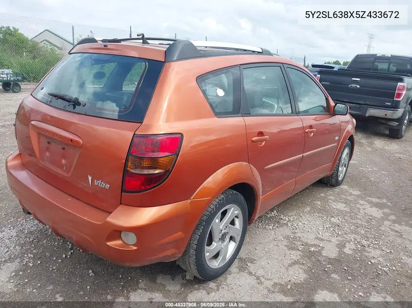 2005 Pontiac Vibe VIN: 5Y2SL638X5Z433672 Lot: 45337908