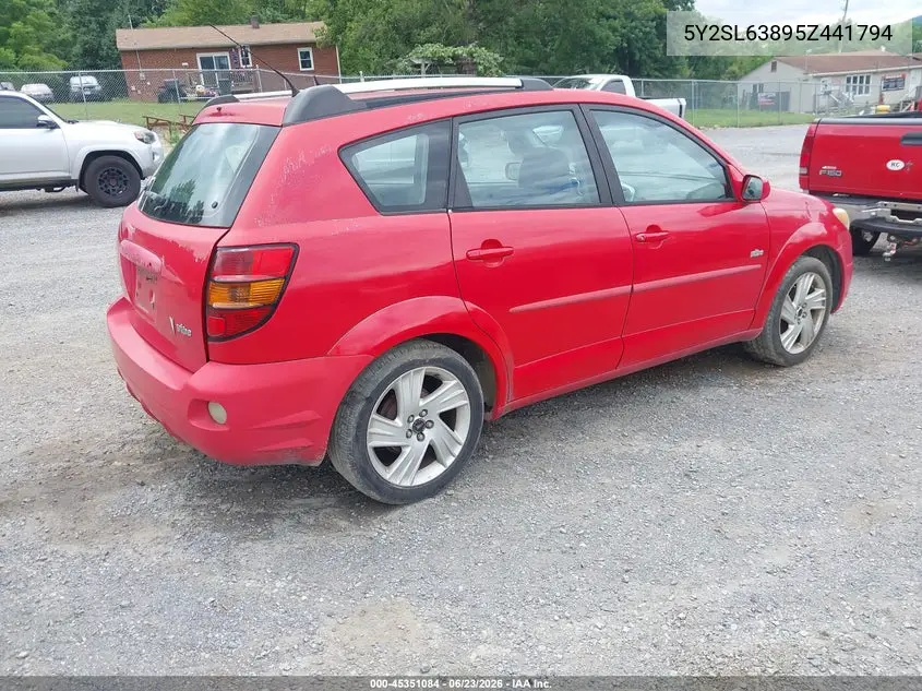 2005 Pontiac Vibe VIN: 5Y2SL63895Z441794 Lot: 45351084