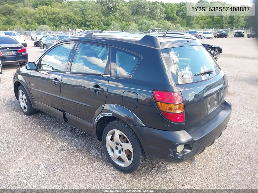 2005 Pontiac Vibe VIN: 5Y2SL63855Z408887 Lot: 45380091