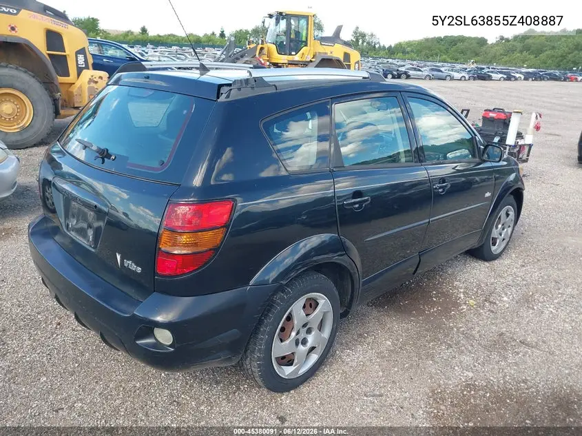 2005 Pontiac Vibe VIN: 5Y2SL63855Z408887 Lot: 45380091