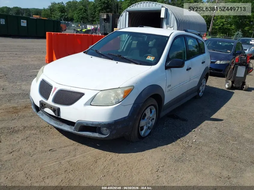 2005 Pontiac Vibe VIN: 5Y2SL63815Z449713 Lot: 45526146