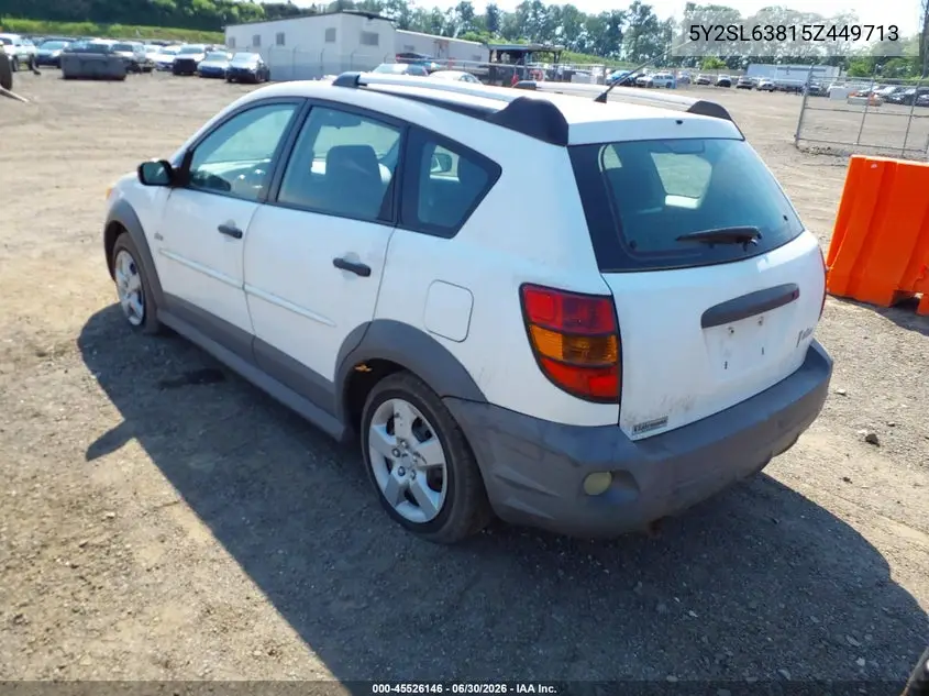 2005 Pontiac Vibe VIN: 5Y2SL63815Z449713 Lot: 45526146