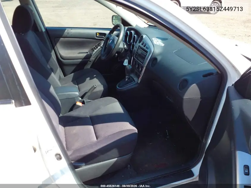 2005 Pontiac Vibe VIN: 5Y2SL63815Z449713 Lot: 45526146