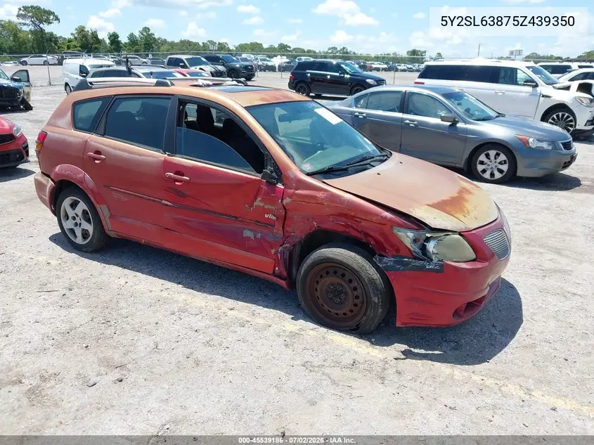 2005 Pontiac Vibe VIN: 5Y2SL63875Z439350 Lot: 45539186