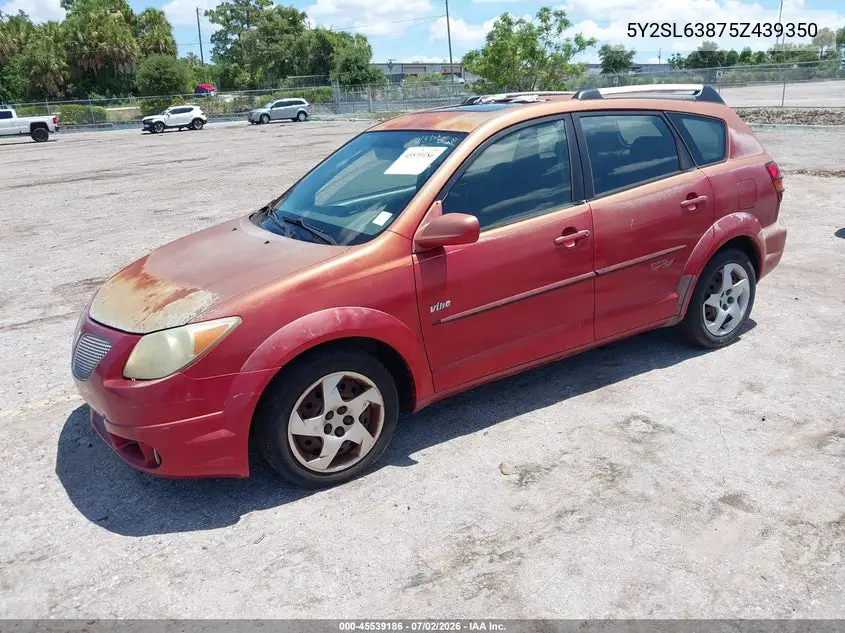 2005 Pontiac Vibe VIN: 5Y2SL63875Z439350 Lot: 45539186