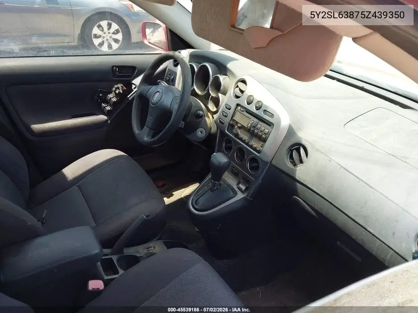 2005 Pontiac Vibe VIN: 5Y2SL63875Z439350 Lot: 45539186