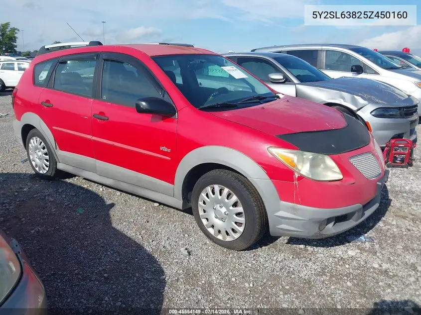 2005 Pontiac Vibe VIN: 5Y2SL63825Z450160 Lot: 45554149