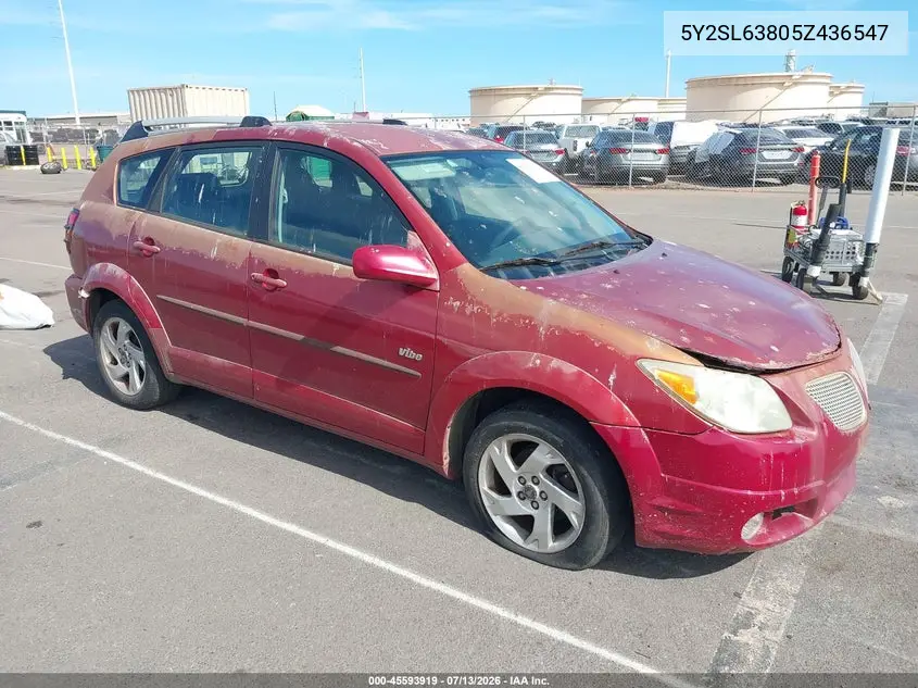 2005 Pontiac Vibe VIN: 5Y2SL63805Z436547 Lot: 45593919