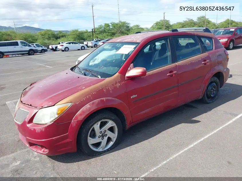 2005 Pontiac Vibe VIN: 5Y2SL63805Z436547 Lot: 45593919