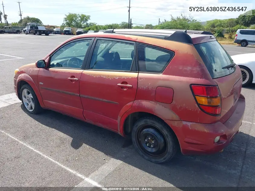 2005 Pontiac Vibe VIN: 5Y2SL63805Z436547 Lot: 45593919