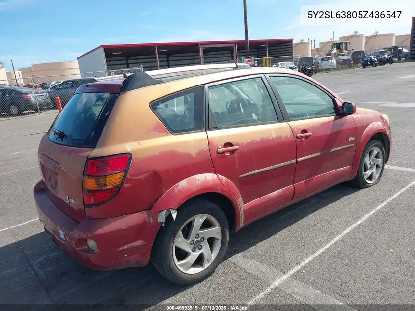 2005 Pontiac Vibe VIN: 5Y2SL63805Z436547 Lot: 45593919