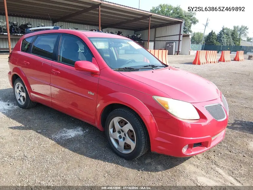 2005 Pontiac Vibe VIN: 5Y2SL63865Z469892 Lot: 45622889