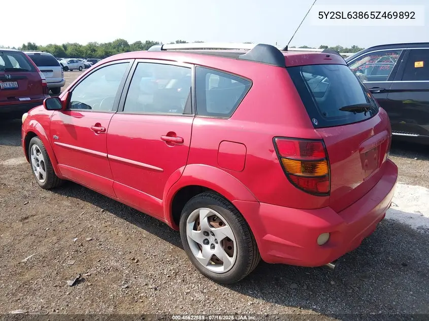 2005 Pontiac Vibe VIN: 5Y2SL63865Z469892 Lot: 45622889