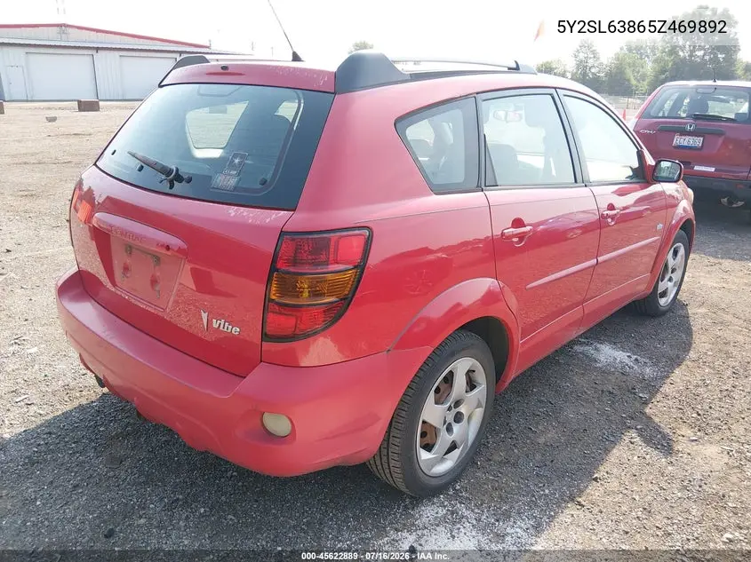 2005 Pontiac Vibe VIN: 5Y2SL63865Z469892 Lot: 45622889