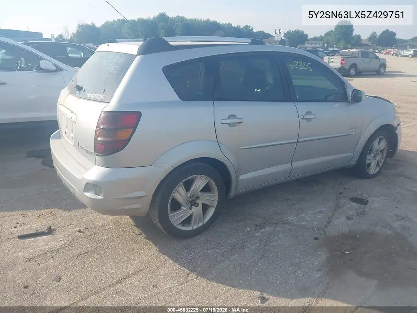2005 Pontiac Vibe Gt VIN: 5Y2SN63LX5Z429751 Lot: 45632225