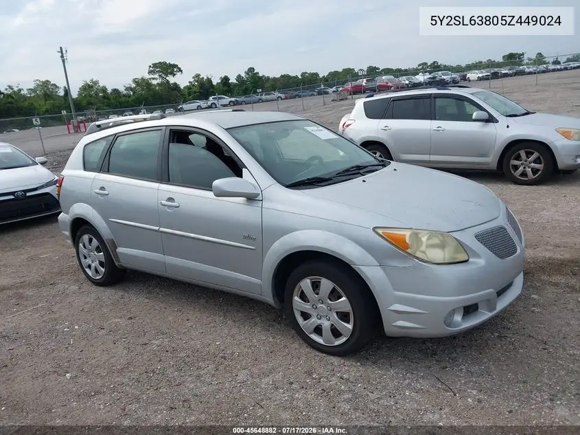 2005 Pontiac Vibe VIN: 5Y2SL63805Z449024 Lot: 45648882
