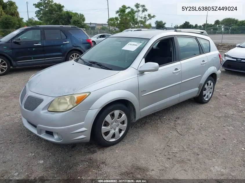2005 Pontiac Vibe VIN: 5Y2SL63805Z449024 Lot: 45648882