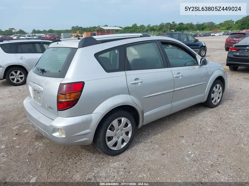 2005 Pontiac Vibe VIN: 5Y2SL63805Z449024 Lot: 45648882