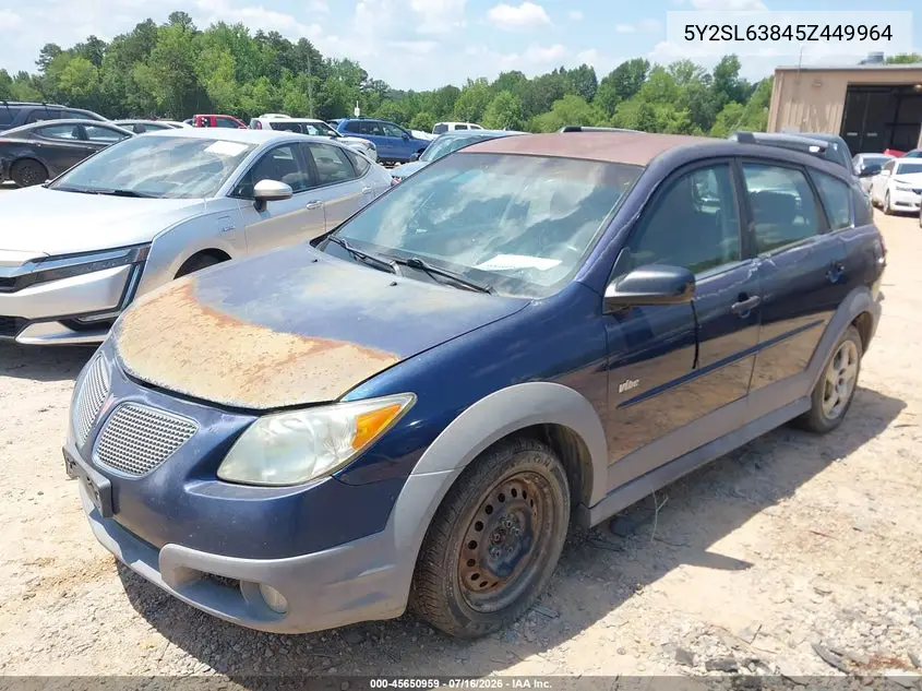 2005 Pontiac Vibe VIN: 5Y2SL63845Z449964 Lot: 45650959