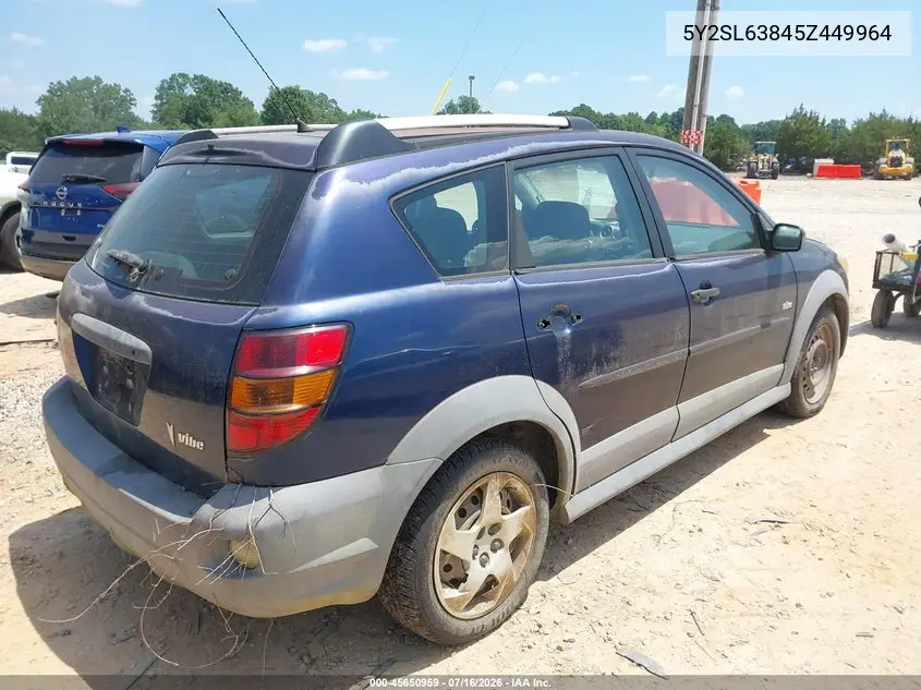 2005 Pontiac Vibe VIN: 5Y2SL63845Z449964 Lot: 45650959