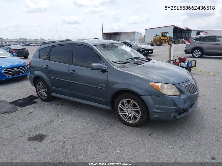 2006 Pontiac Vibe VIN: 5Y2SL65866Z436518 Lot: 45189885