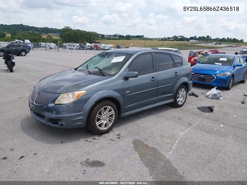 2006 Pontiac Vibe VIN: 5Y2SL65866Z436518 Lot: 45189885