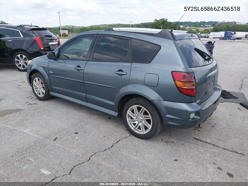 2006 Pontiac Vibe VIN: 5Y2SL65866Z436518 Lot: 45189885