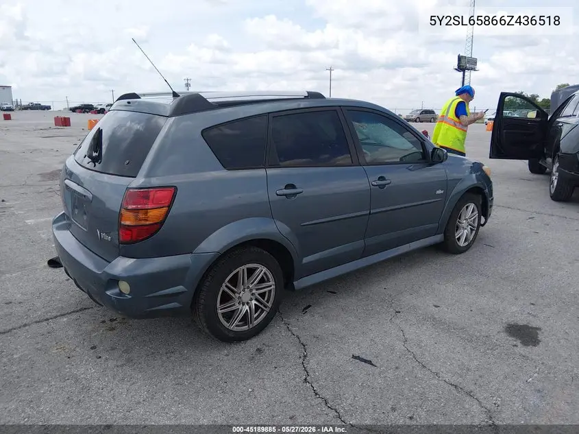 2006 Pontiac Vibe VIN: 5Y2SL65866Z436518 Lot: 45189885