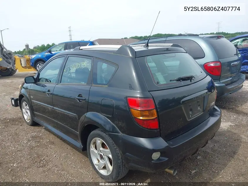 2006 Pontiac Vibe VIN: 5Y2SL65806Z407774 Lot: 45332573