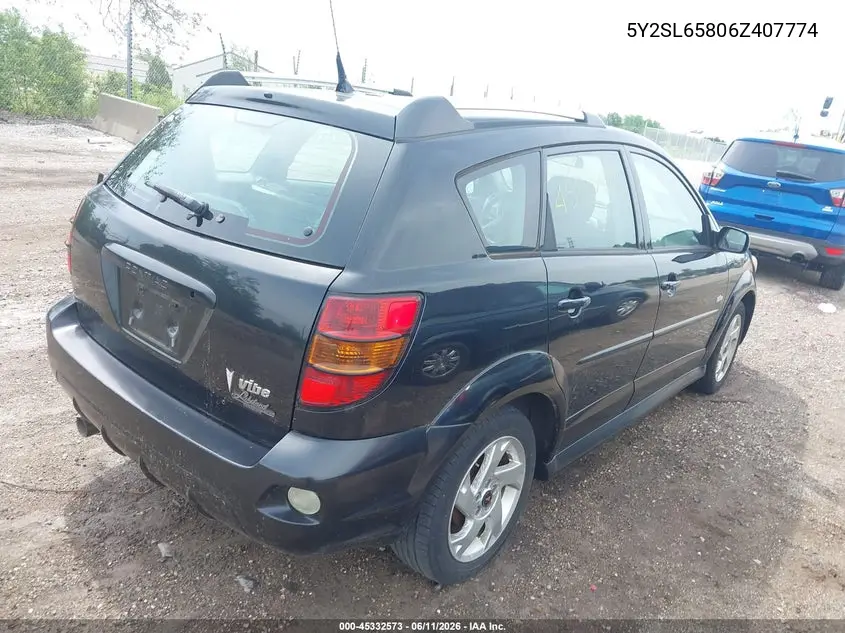 2006 Pontiac Vibe VIN: 5Y2SL65806Z407774 Lot: 45332573