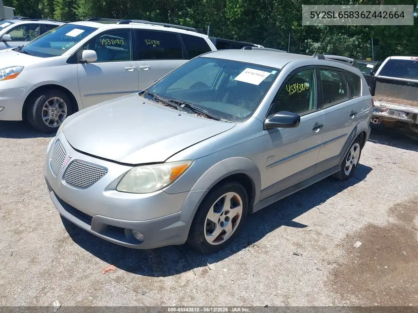 2006 Pontiac Vibe VIN: 5Y2SL65836Z442664 Lot: 45343810