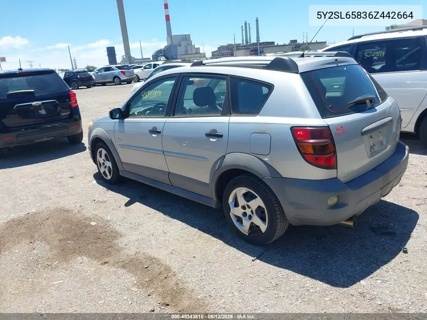 2006 Pontiac Vibe VIN: 5Y2SL65836Z442664 Lot: 45343810