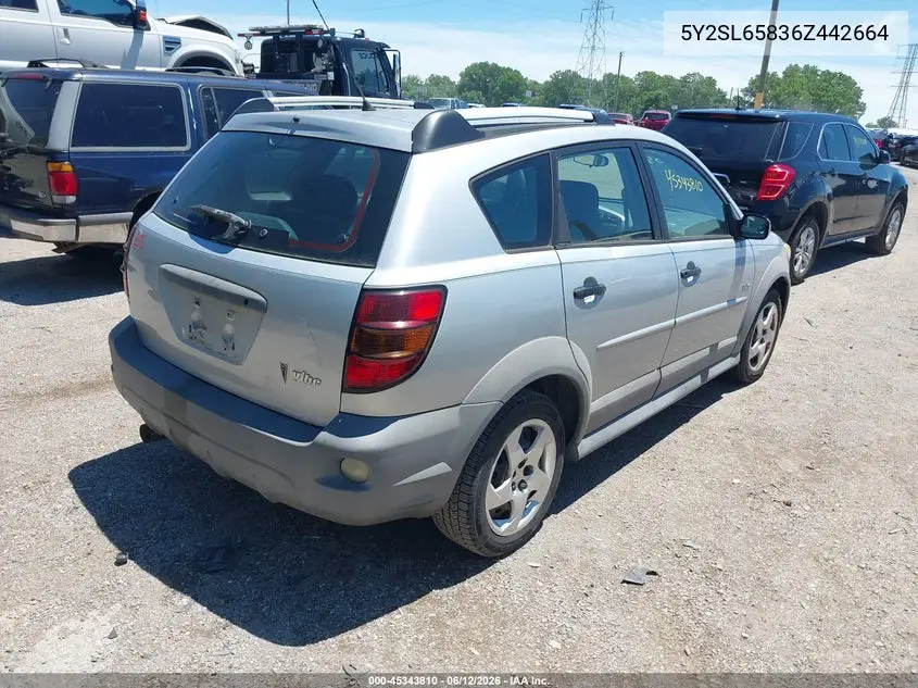 2006 Pontiac Vibe VIN: 5Y2SL65836Z442664 Lot: 45343810