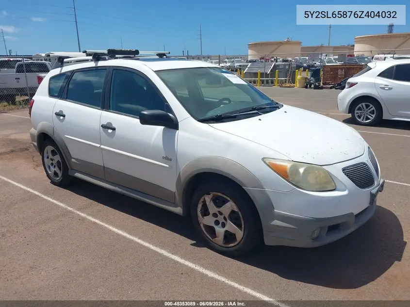 2006 Pontiac Vibe VIN: 5Y2SL65876Z404032 Lot: 45353089