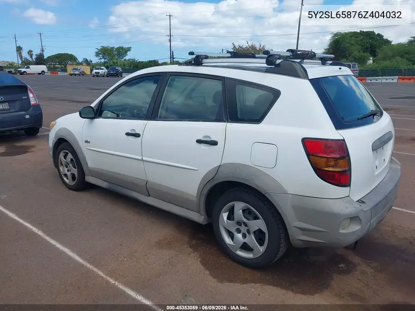 2006 Pontiac Vibe VIN: 5Y2SL65876Z404032 Lot: 45353089