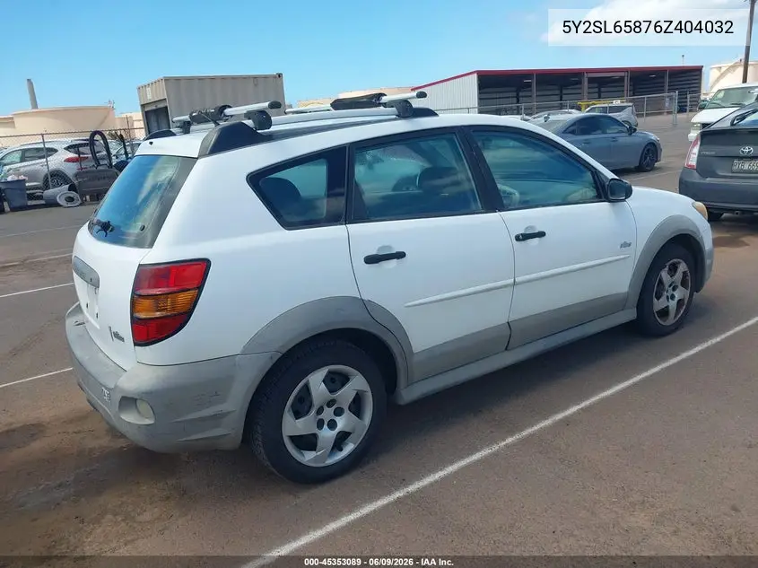 2006 Pontiac Vibe VIN: 5Y2SL65876Z404032 Lot: 45353089